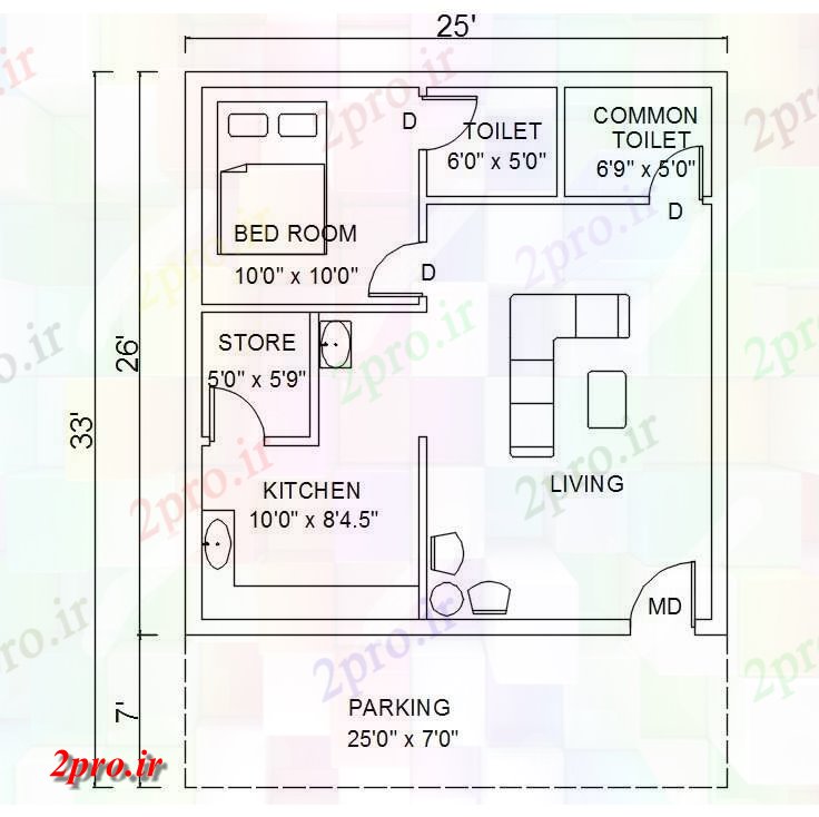 دانلود نقشه خانه های کوچک ، نگهبانی ، سازمانی - BHK طرحی ساختمان مسکونی (کد49340)