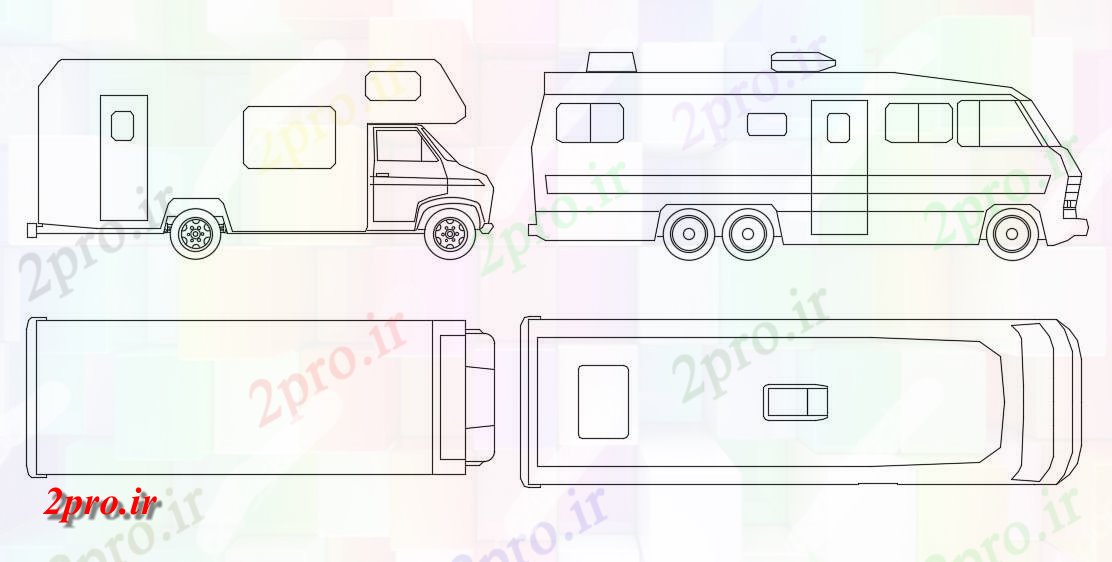 دانلود نقشه بلوک وسایل نقلیه دو نوع از طرحی بلوک ون  نقشه ها  در دسترس هستند  این   (کد49377)