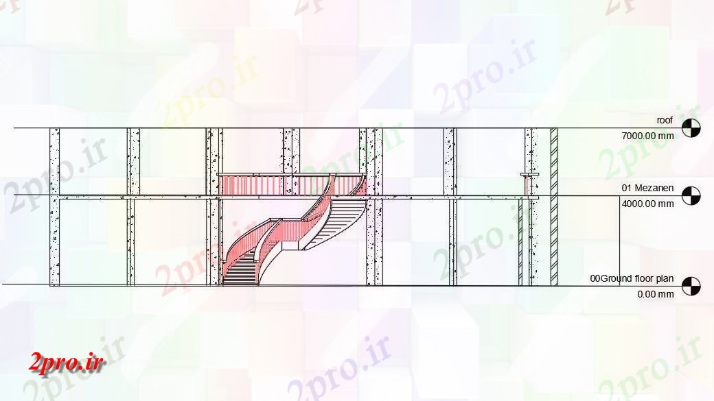 دانلود نقشه پلان مقطعی  طراحی از بخش ساختمان G + 1  (کد49606)