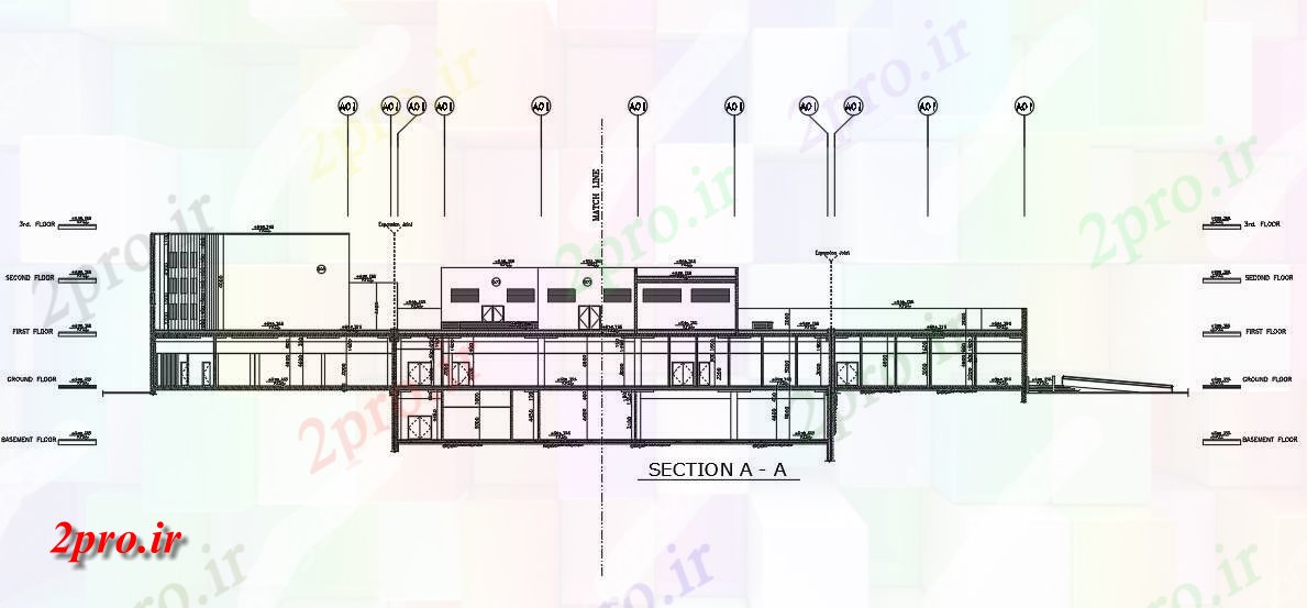 دانلود نقشه پلان مقطعی طراحی معماری از G + 2 ساختمان اداری بخش جزئیات available    (کد49851)
