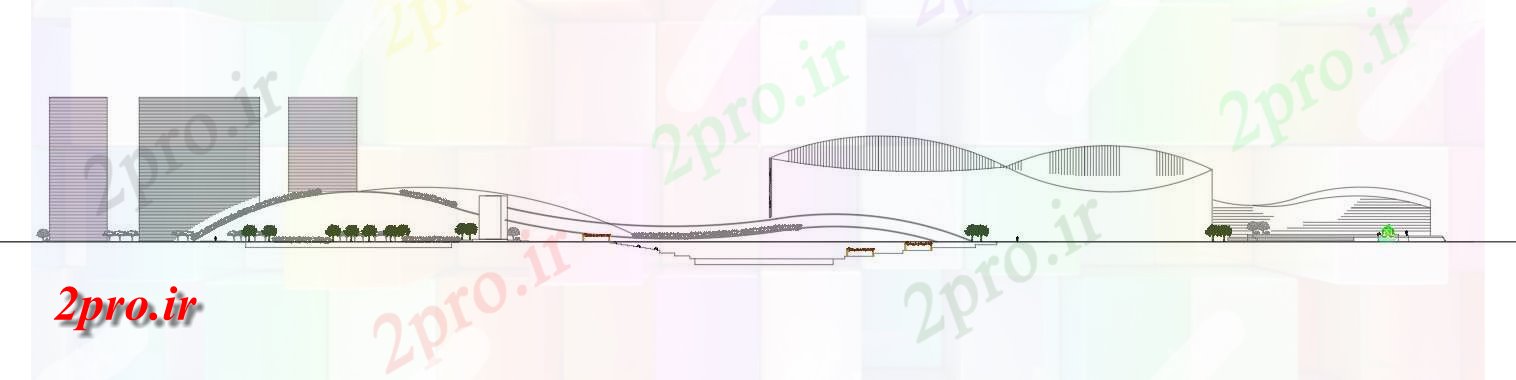 دانلود نقشه پلان مقطعی طراحی معماری فوق العاده از اتوکد  نشیمن نما ساختمان تجاری     (کد49916)