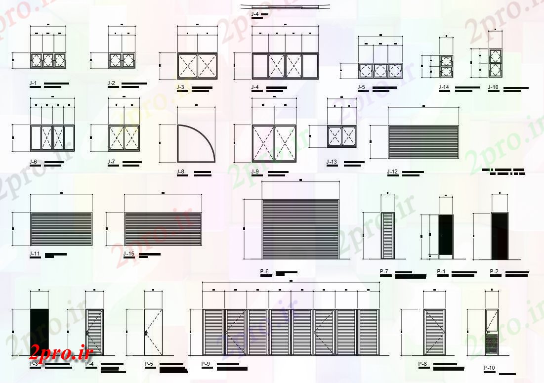 دانلود نقشه جزئیات طراحی در و پنجره   اتوکد طراحی بخش طرحی از درب، پنجره، و شاتر     دو بعدی  (کد49996)