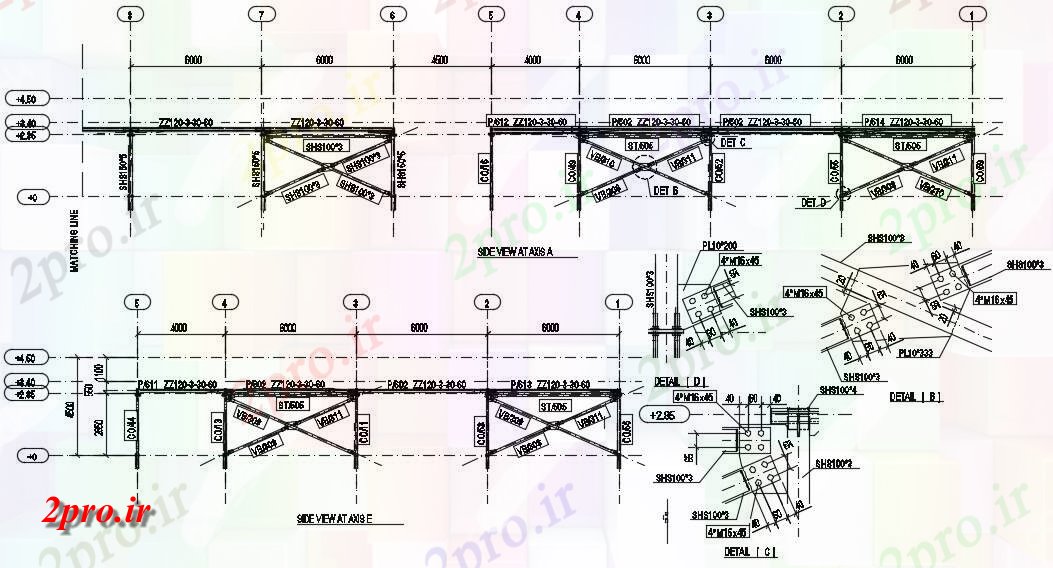 دانلود نقشه طراحی جزئیات تقویت کننده ساختار فولاد آهن ساختمان (کد50057)
