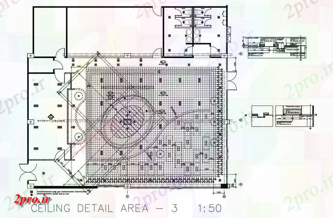 دانلود نقشه طراحی سقف کاذب رستوران های سقفی طرحی نشیمن   (کد50076)
