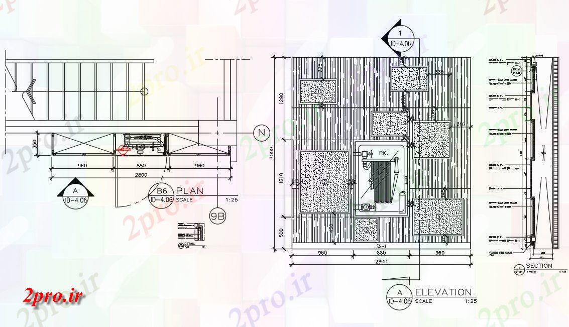 دانلود نقشه ساختمان اداری - تجاری - صنعتی سیستم آتش FHC رفع در دیوار نشیمن  (کد50084)