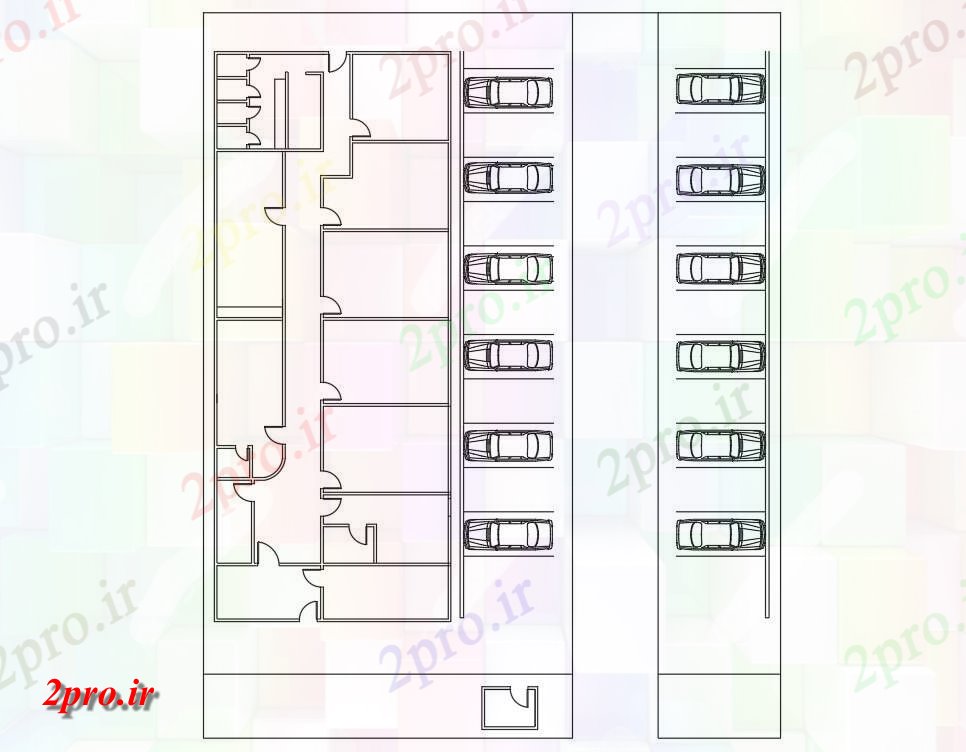 دانلود نقشه هتل - رستوران - اقامتگاه  اتاق طرحی طبقه چیدمان با پارکینگ      معماری      دو بعدی   (کد50109)