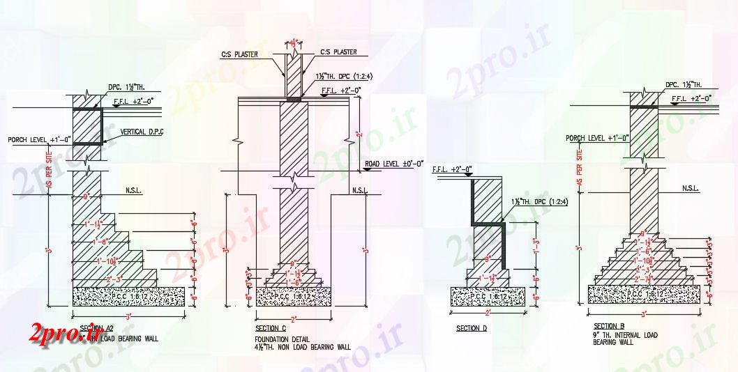 دانلود نقشه جزئیات ساخت و ساز بار بنیاد بخش  طراحی   (کد50114)