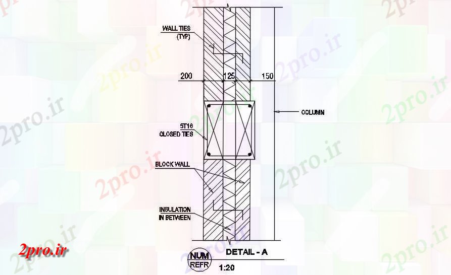 دانلود نقشه پلان مقطعی دیوار جزئیات بخش  اتوکد     ارائه   (کد50164)