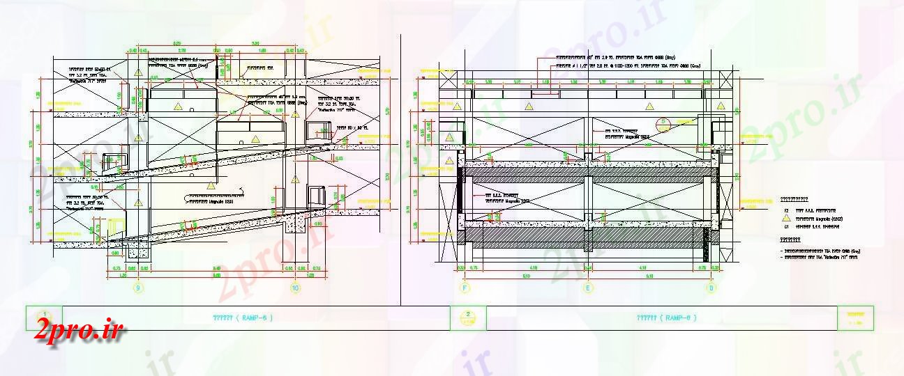 دانلود نقشه پلان مقطعی دو طبقه جزئیات بخش رمپ  اتوکد   دو بعدی   ارائه      در حال حاضر (کد50201)