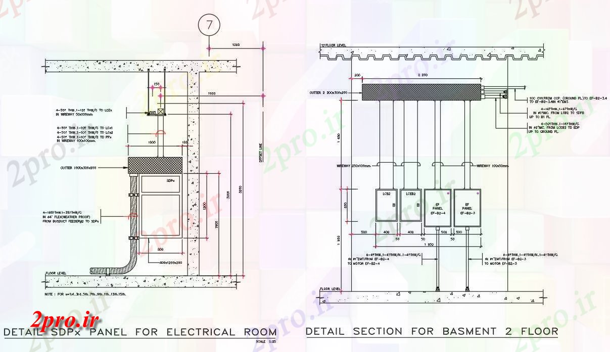 دانلود نقشه برق کشی ، اتصالات زیرزمین برق اتاق مدار بخش طراحی   (کد50222)