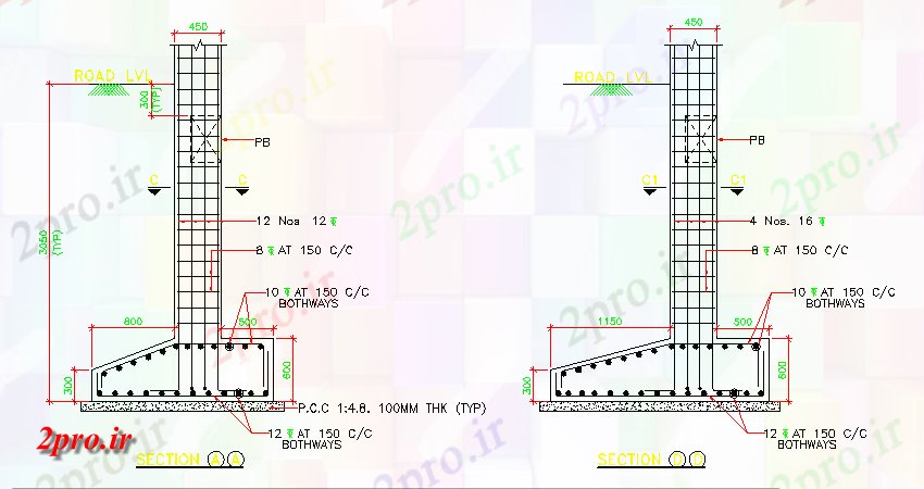 دانلود نقشه پلان مقطعی جزئیات ستون تقویتی با PCC  دو بعدی  اتوکد    با توجه به  دو بعدی  اتوکد   در حال حاضر (کد50230)