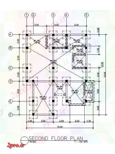 دانلود نقشه ستون طرحی ستون از طرحی خانه 3bhk  اتوکد   رسم  اتوکد  نشیمن   (کد50242)