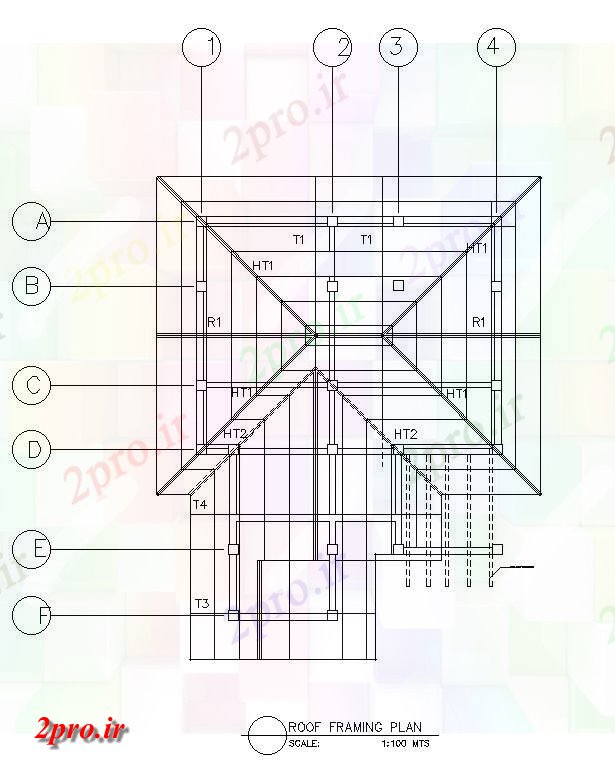 دانلود نقشه پلان مقطعی سقف سبک جزئیات بخش طرحی از خانه اتوکد  رسم  ارائه      دو بعدی   (کد50245)