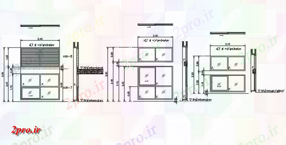 دانلود نقشه جزئیات طراحی در و پنجره  پنجره های شیشه ای و نما بخش جزئیات    اتوکد دو بعدی   ارائه     دو بعدی    (کد50258)