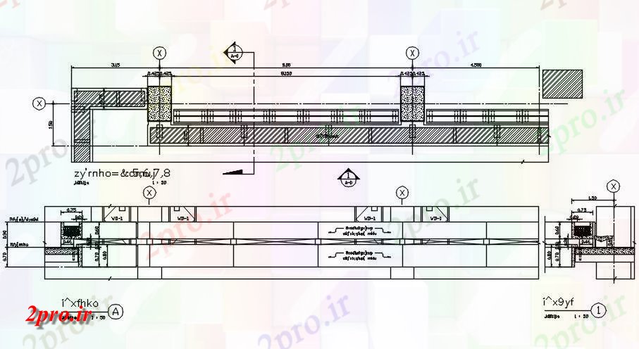 دانلود نقشه پلان مقطعی تقویت جزئیات بخش پرتو   دو بعدی        دو بعدی   (کد50260)