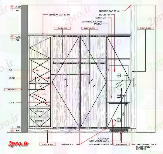 دانلود نقشه بلوک مبلمان کابینت مقابل نما دقیق    بیان   (کد50271)