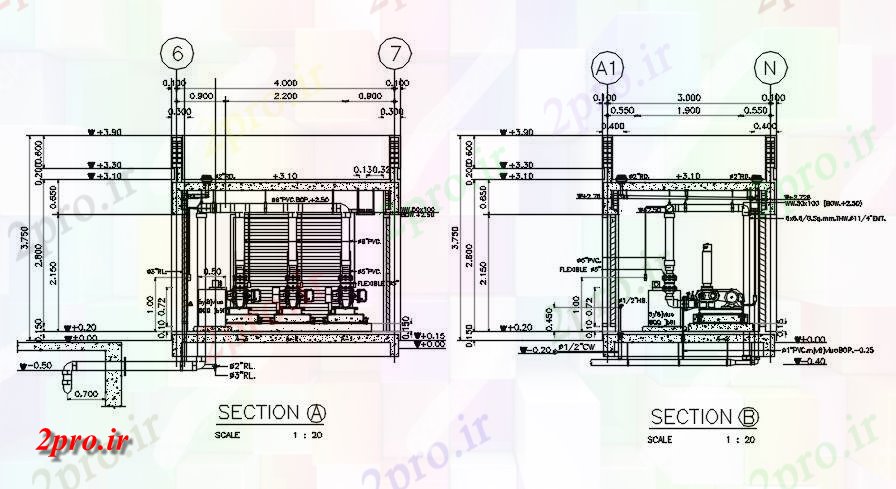 دانلود نقشه جزئیات لوله کشی جزئیات بخش نمونه از اتاق موتور پمپ     طراحی با توجه به   در حال حاضر (کد50291)