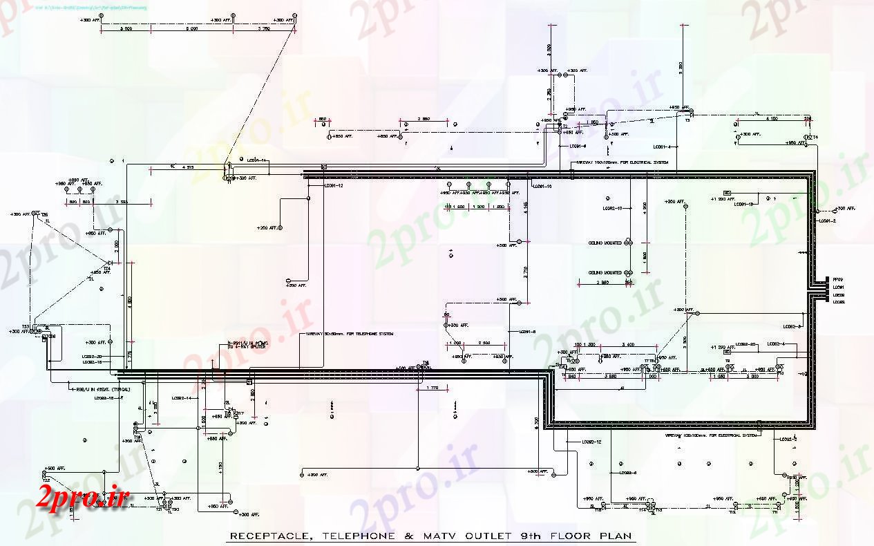 دانلود نقشه پلان مقطعی طبقه نهم نهنج، تلفن، و تلویزیون خروجی MA جزئیات بخش های معمول  طراحی        دو بعدی   (کد50346)