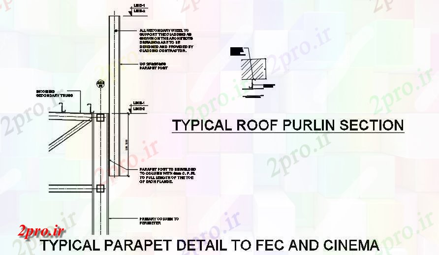 دانلود نقشه پلان مقطعی پوشش چوبی سقف های معمولی و جزئیات جان پناه نمونه به FEC و بخش سینما جزئیات         دو بعدی   (کد50355)
