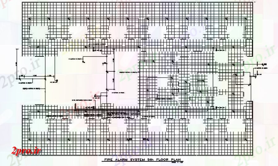 دانلود نقشه پلان مقطعی طبقه پنجم نمودار سیستم های هشدار آتش  طراحی      دو بعدی    (کد50372)