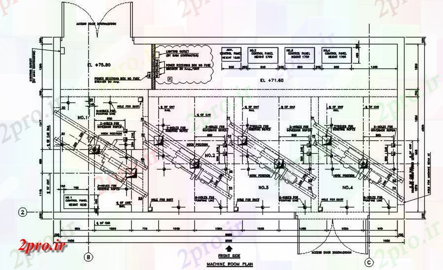 دانلود نقشه پلان مقطعی اتاق ماشین جزئیات بخش طرحی  ارائه  طراحی  دو بعدی   (کد50376)