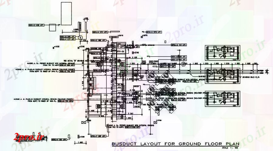 دانلود نقشه پلان مقطعی طرحی Busduct برای طبقه همکف جزئیات بخش طرحی    اتوکد       دو بعدی    (کد50382)