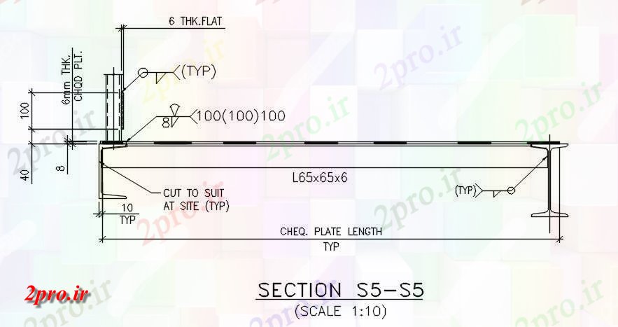 دانلود نقشه پلان مقطعی طول ورق فولاد جزئیات بخش های معمول    اتوکد       دو بعدی   (کد50395)