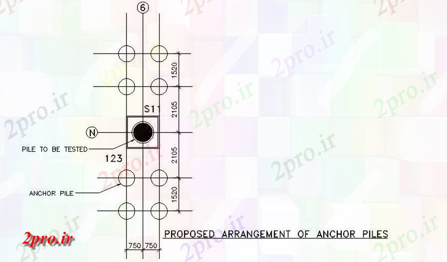 دانلود نقشه طراحی جزئیات ساختار شمع لنگر رسم        (کد50411)