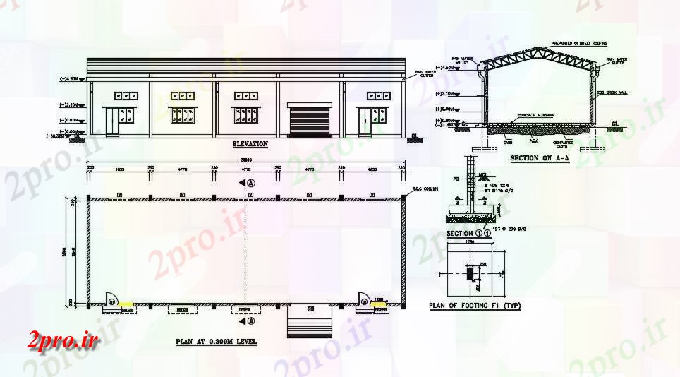 دانلود نقشه طراحی جزئیات ساختار جزئیات کارخانه صنعتی  ، کارگاه       (کد50440)