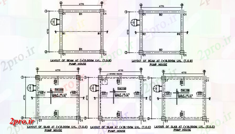 دانلود نقشه پلان مقطعی طرحی از پرتو در بخش پمپ خانه detail در حال حاضر    (کد50450)