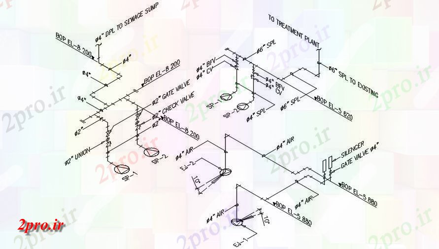 دانلود نقشه جزئیات لوله کشی ایزومتریک خطوط لوله  طراحی   (کد50458)