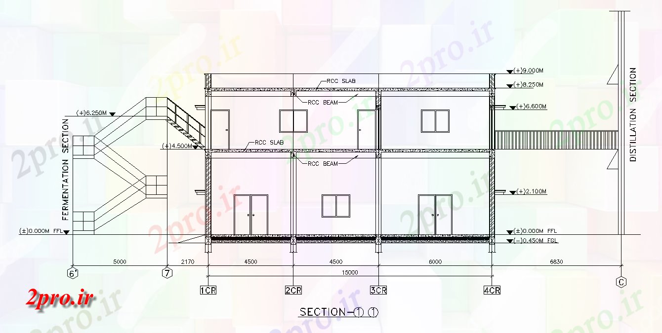 دانلود نقشه پلان مقطعی بخش و نما تخمیر جزئیات طرحی     اتوکد           (کد50486)