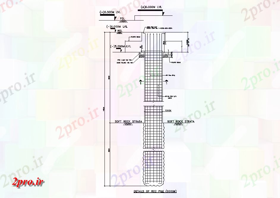 دانلود نقشه پلان مقطعی جزئیات بخش شمع RCC     اتوکد           (کد50508)