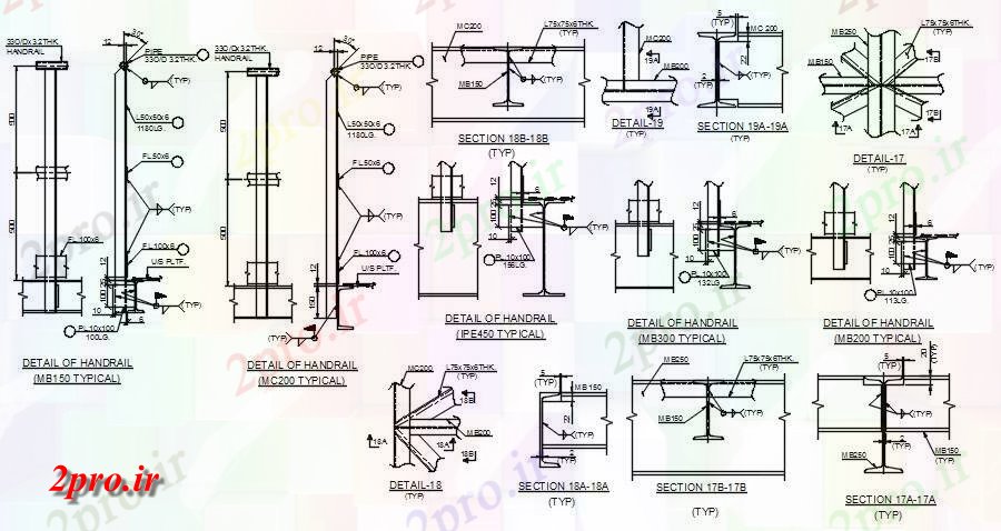 دانلود نقشه پلان مقطعی اتوکد دو بعدی   طراحی دارای جزئیات راه آهن و بخش       (کد50512)