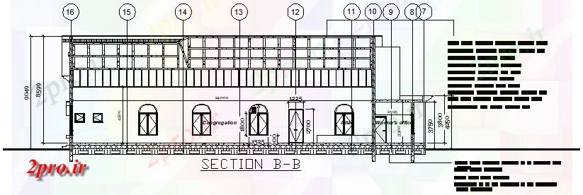 دانلود نقشه کلیسا - معبد - مکان مذهبی  اتوکد  طراحی  که جزئیات بخش از سطح سردر کلیسا   طراحی 2   (کد50559)