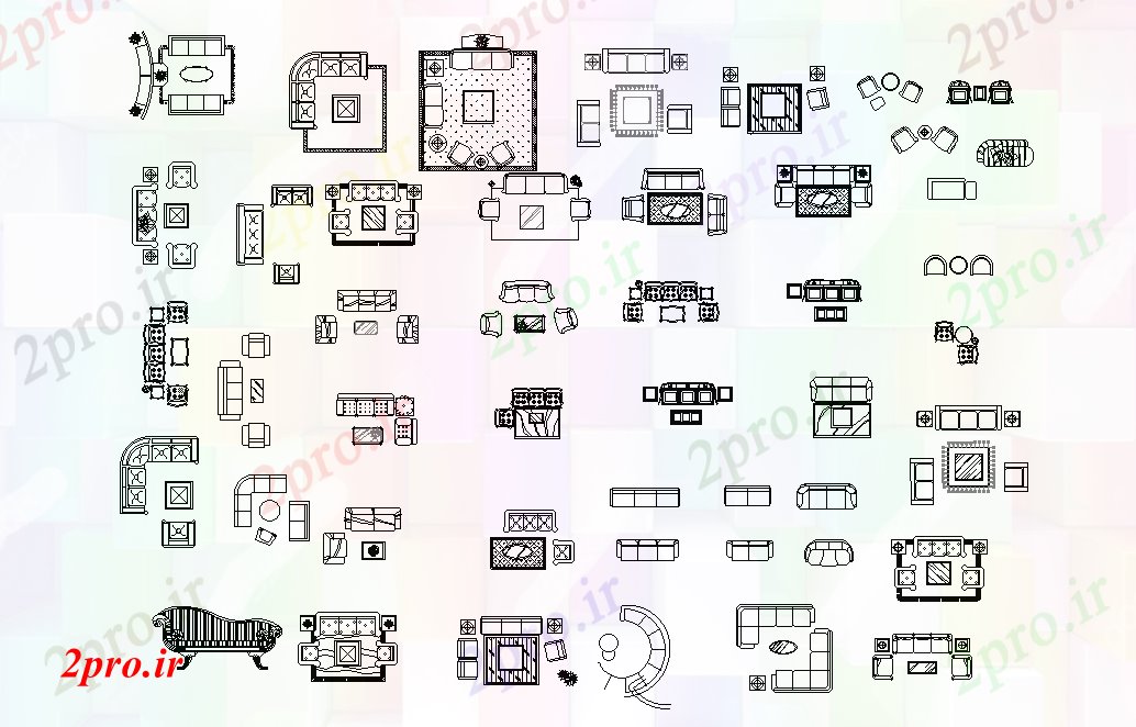دانلود نقشه بلوک مبلمان  اتوکد  طراحی دارای جزئیات از مبلمان        (کد50618)