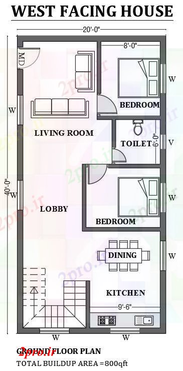 دانلود نقشه مسکونی  ، ویلایی ، آپارتمان  x40     غرب مواجه طرحی خانه به عنوان در هر شرا Vastu را به صورت   (کد50680)