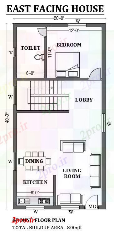 دانلود نقشه مسکونی  ، ویلایی ، آپارتمان  x40     شرق مواجه خانه به عنوان در هر Vastu Shastra هستند   طراحی  اتوکد     (کد50689)