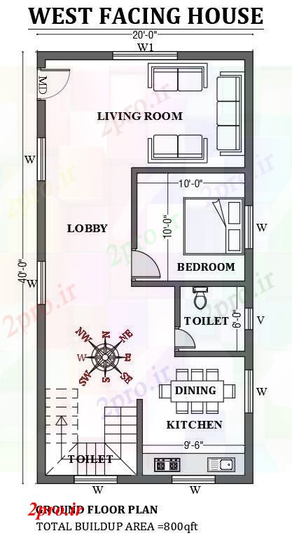 دانلود نقشه مسکونی  ، ویلایی ، آپارتمان  x40     غرب مواجه طرحی خانه به عنوان در هر Vastu Shastra هستند   طراحی  اتوکد     (کد50690)