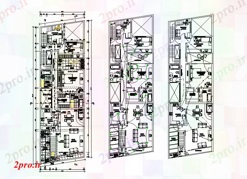 دانلود نقشه مسکونی  ، ویلایی ، آپارتمان  x25m طرحی ساختمان مسکونی  اتوکد  رسم   (کد50706)