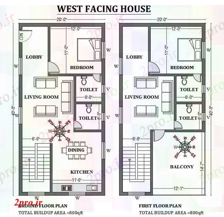 دانلود نقشه مسکونی  ، ویلایی ، آپارتمان  غرب در مواجهه با طراحی خانه 20'x40 به عنوان در هر Vastu Shastra هستند   طراحی  دو بعدی  اتوکد     (کد50728)