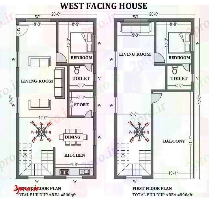 دانلود نقشه مسکونی  ، ویلایی ، آپارتمان  x40     غرب مواجه خانه به عنوان در هر Vastu Shastra هستند   طراحی  دو بعدی  اتوکد     (کد50733)