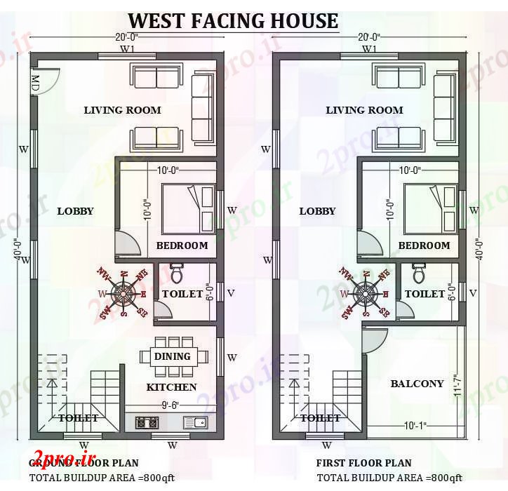 دانلود نقشه مسکونی  ، ویلایی ، آپارتمان  x40     غرب مواجه طرحی خانه به عنوان در هر Vastu Shastra هستند   طراحی  دو بعدی  اتوکد     (کد50735)