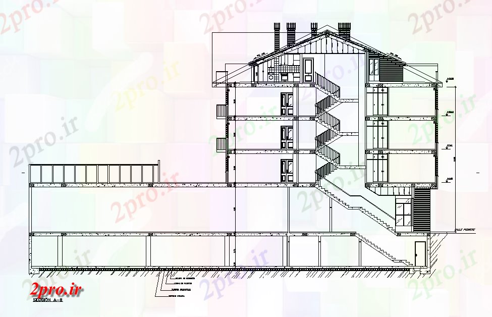 دانلود نقشه مسکونی  ، ویلایی ، آپارتمان    آپارتمان   ساختمان بخش   (کد50737)