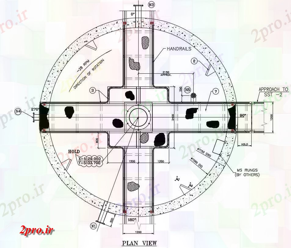 دانلود نقشه ساختمان اداری - تجاری - صنعتی پیوند دهنده از میدان ها طرحی   اتوکد  (کد50741)