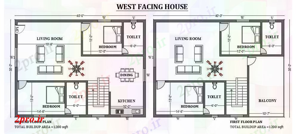 دانلود نقشه مسکونی  ، ویلایی ، آپارتمان  x30     غرب مواجه طرحی خانه به عنوان در هر Vastu Shastra هستند   طراحی  دو بعدی  اتوکد     (کد50767)