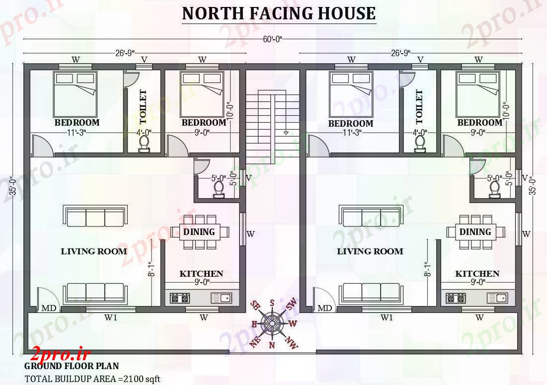 دانلود نقشه مسکونی  ، ویلایی ، آپارتمان  X35 ' از کم افزایش طرحی ساختمان مسکونی به عنوان در هر شرا Vastu را   طراحی  دو بعدی  اتوکد     (کد50771)