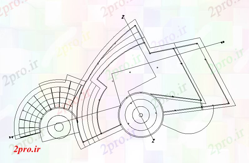 دانلود نقشه ساختمان اداری - تجاری - صنعتی تجاری سطح سقف طرحی   اتوکد  (کد50783)