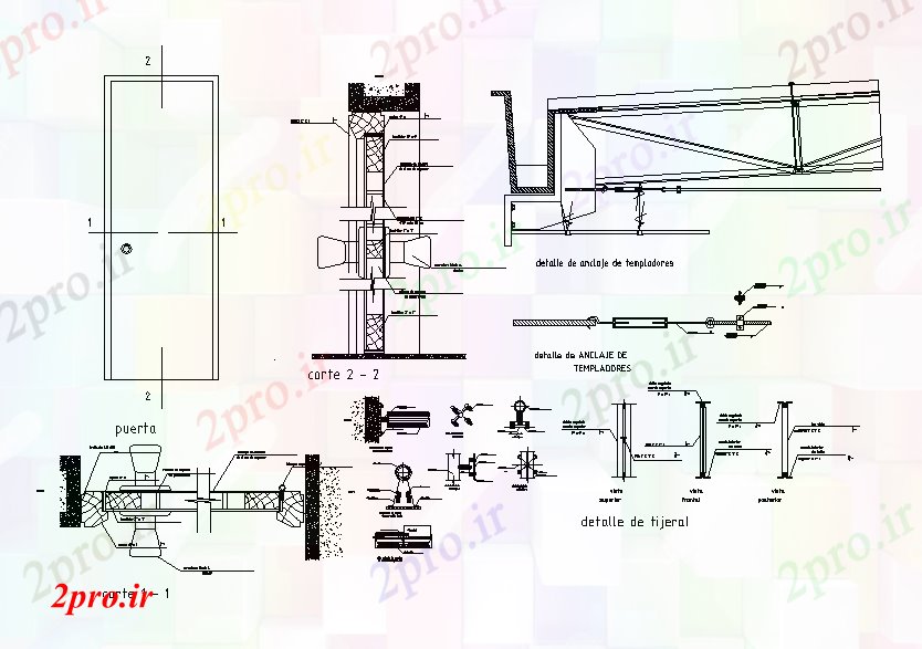 دانلود نقشه جزئیات طراحی در و پنجره  قفل درب نصب و راه اندازی بخشی نمای   (کد50799)