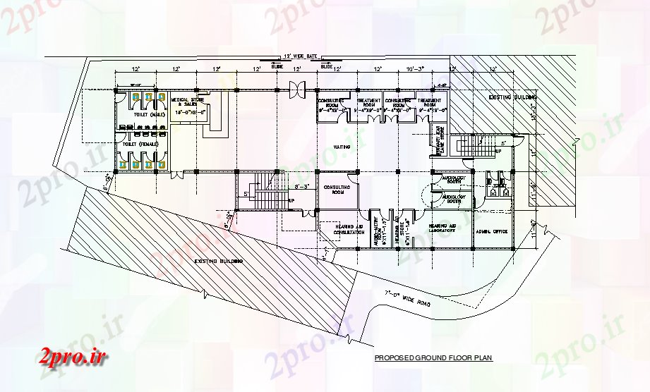 دانلود نقشه بیمارستان -  درمانگاه -  کلینیک طرحی طبقه همکف طرحی بیمارستان گوش و حلق و    (کد50892)